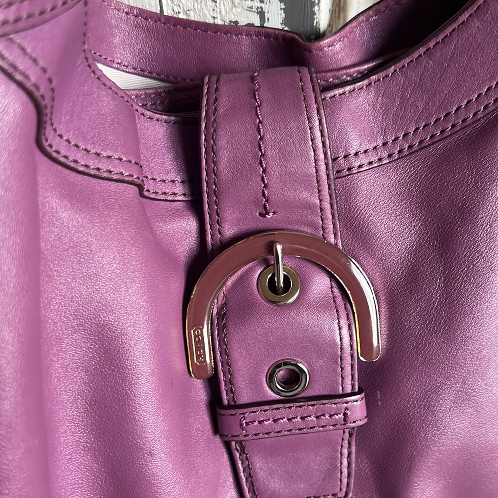 Coach Purple Leather Satchel - Picture 4 of 16